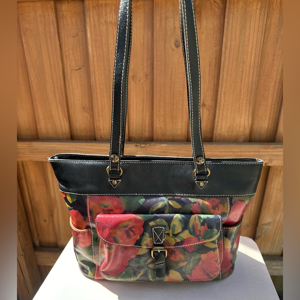 Patricia Nash Bolsena Leather Sienna Sunset Tote Shoulder Bag- EUC